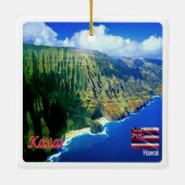 ZHI006 KAUAI, HAWAII, Uitzicht vanuit de lucht, Oc Keramisch Ornament (Achterkant)
