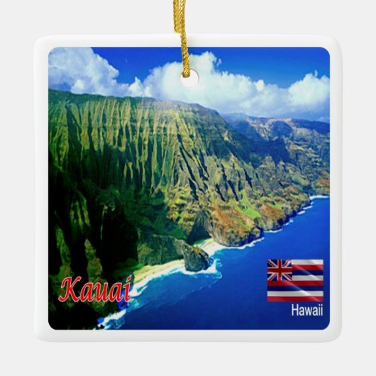 ZHI006 KAUAI, HAWAII, Uitzicht vanuit de lucht, Oc Keramisch Ornament (Voorkant)