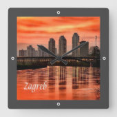 zHR004 ZAGREB, Kroatië, Europa, Vierkante Klok (Voorkant)