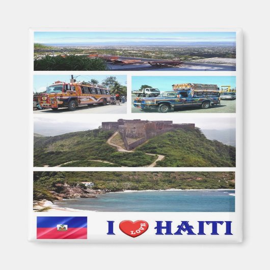zHT002 HAITI I Love, Mosaic, America, Fridge Magneet (Voorkant)