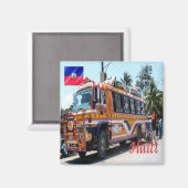 zHT005 HAITI, Tap Tap Public Transportation, Fridg Magneet (Voorkant / Achterkant)