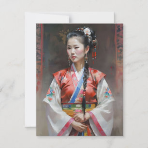Zhuang Chinese Woman K Feestdagenkaart