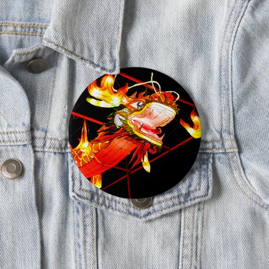 Zhulong Vuurdraak Ronde Button 4,0 Cm (In situ)