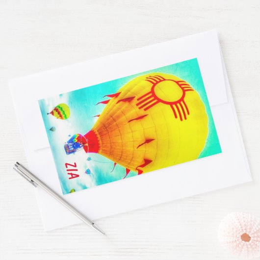 Zia ballon rechthoekige sticker (Envelop)