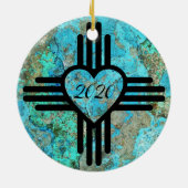 Zia Heart, aangepaste naam kerstboomversiering Keramisch Ornament (Achterkant)