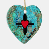 Zia Heart Add Name New Mexico KerstTree Gift Keramisch Ornament (Rechts)