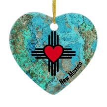 Zia Heart Add Name New Mexico KerstTree Gift