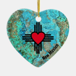 Zia Heart Add Name New Mexico KerstTree Gift Keramisch Ornament