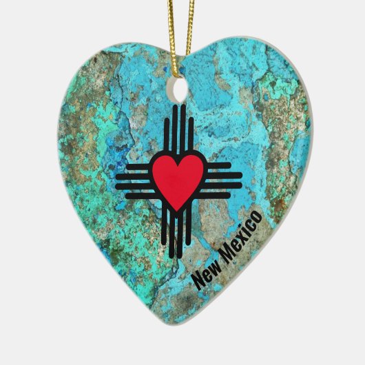 Zia Heart Add Name New Mexico KerstTree Gift Keramisch Ornament (Links)