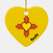 Zia Heart Add Name New Mexico KerstTree Gift Keramisch Ornament (Achterkant)