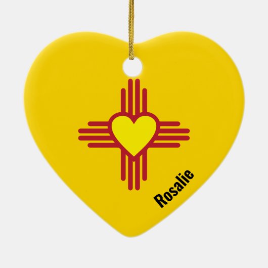 Zia Heart Add Name New Mexico KerstTree Gift Keramisch Ornament (Achterkant)