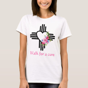 Zia Heart Rozen Roze Ribbon Cure Walk Run T-shirt