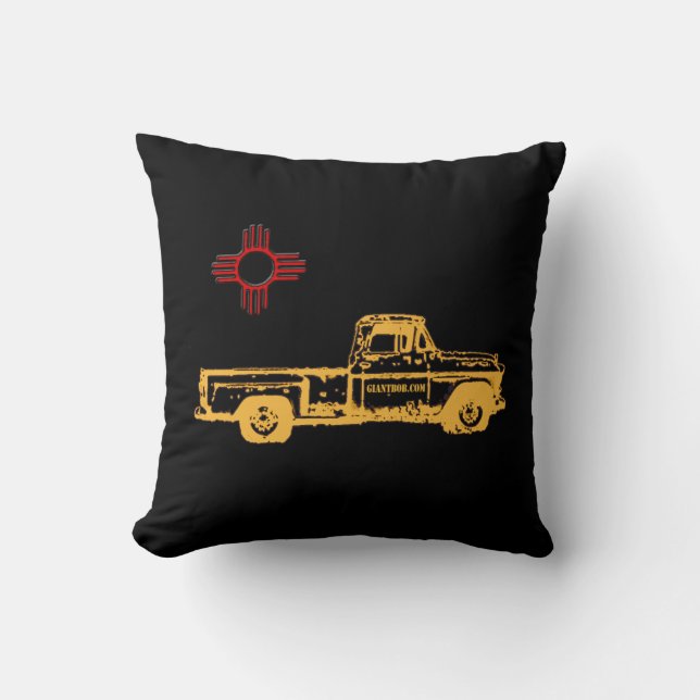 Zia Rising Front-Giant Bob Zia Back gold op zwart  Kussen (Voorkant)