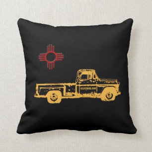 Zia Rising Front-Giant Bob Zia Back gold op zwart  Kussen