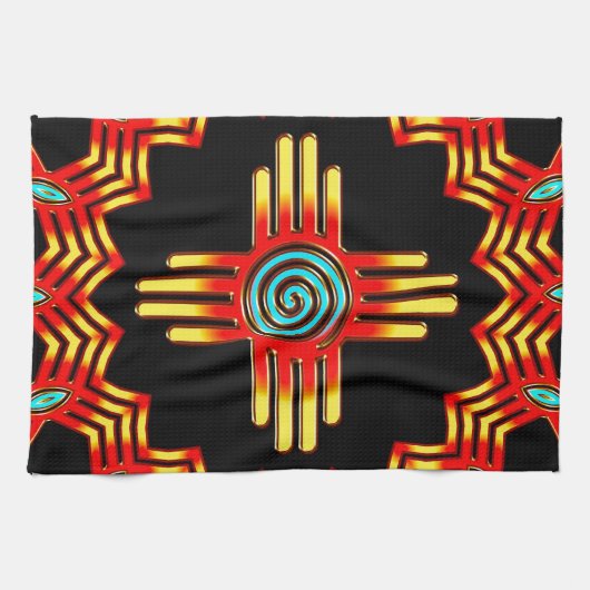 Zia Sonne - Zia Pueblo - New Mexico Theedoek (Horizontaal)