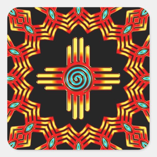 Zia Sonne - Zia Pueblo - New Mexico Vierkante Sticker (Voorkant)