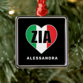 Zia Specialized Italiaans "Flag Heart Ornament" Metalen Ornament