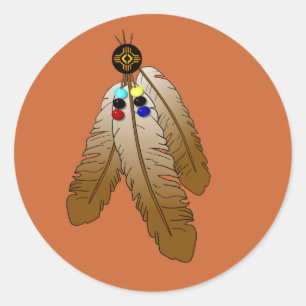 Zia Sun en Feathers Ronde Sticker