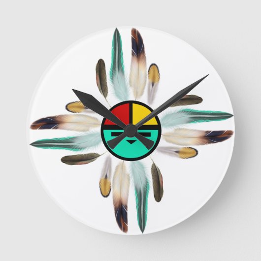 Zia Sun God met de veren Ronde Klok (Voorkant)