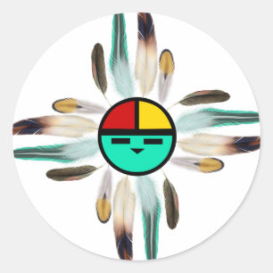 Zia Sun God met de veren Ronde Sticker
