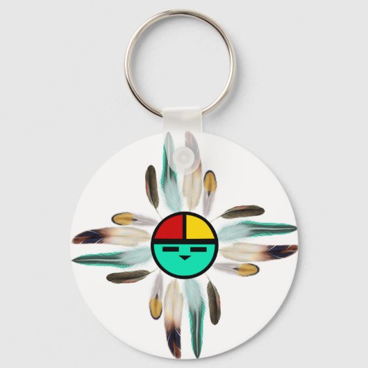 Zia Sun God met de veren Sleutelhanger (Voorkant)