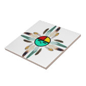 Zia Sun God met de veren Tegeltje (Zijkant)