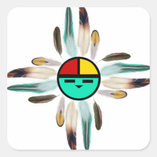 Zia Sun God met de veren Vierkante Sticker