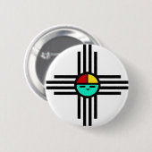 Zia Sun God Ronde Button 5,7 Cm (Voorkant /achterkant)