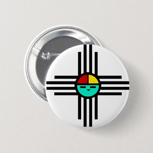 Zia Sun God Ronde Button 5,7 Cm (Voorkant /achterkant)