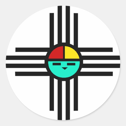 Zia Sun God Ronde Sticker (Voorkant)