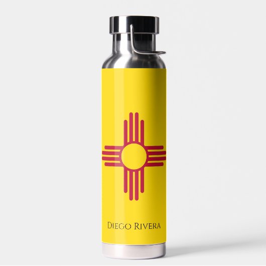 Zia Sun New Mexico Flag Persoonlijke naam Waterfles (Links)