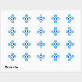 Zia Sun Sign Blue Ronde Sticker (Vel)