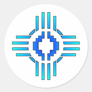 Zia Sun Sign Blue Ronde Sticker