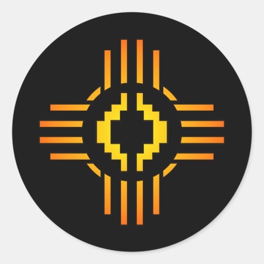 Zia Sun Sign Ronde Sticker (Voorkant)