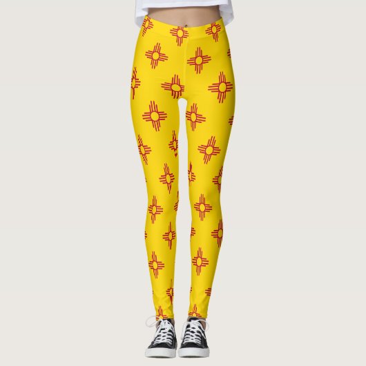 Zia Sun Symbol New Mexico State Flag Red & Yellow Leggings (Voorkant)