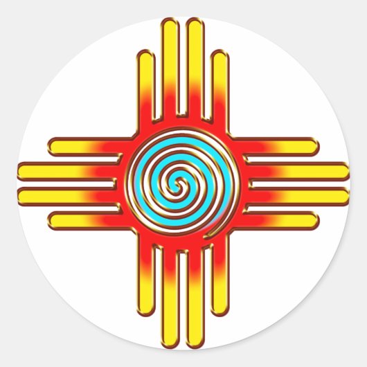 Zia Sun - Zia Pueblo - New Mexico Ronde Sticker (Voorkant)