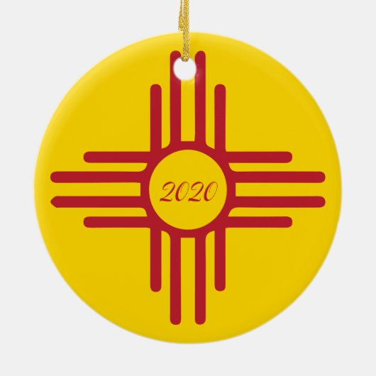 Zia Symbol Aangepast jaar feestdag Keramisch Ornament (Achterkant)