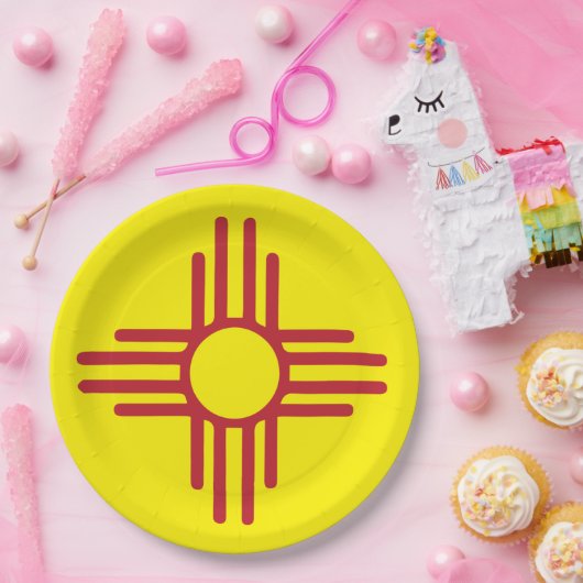 Zia Symbol Red en Yellow Fiesta Party Papieren Bordje (Feest)