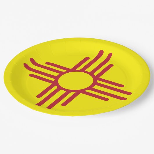 Zia Symbol Red en Yellow Fiesta Party Papieren Bordje (Gekanteld)