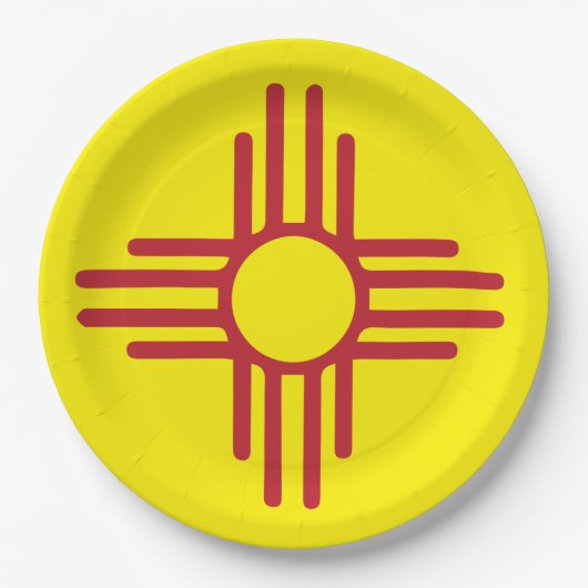 Zia Symbol Red en Yellow Fiesta Party Papieren Bordje (Voorkant)