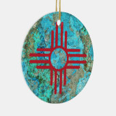 Zia Symbol Turquoise Year Kerstboom Keramisch Ornament (Rechts)