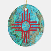 Zia Symbol Turquoise Year Kerstboom Keramisch Ornament (Links)