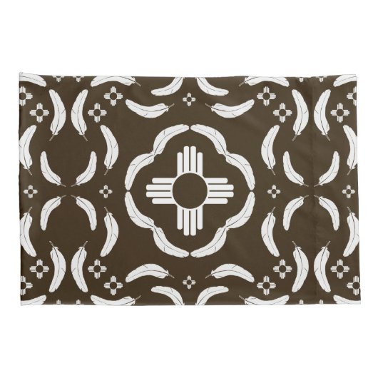 Zia Symbool en Veer Ontwerp Zuidwest Kussensloop (Achterkant-Rechts)