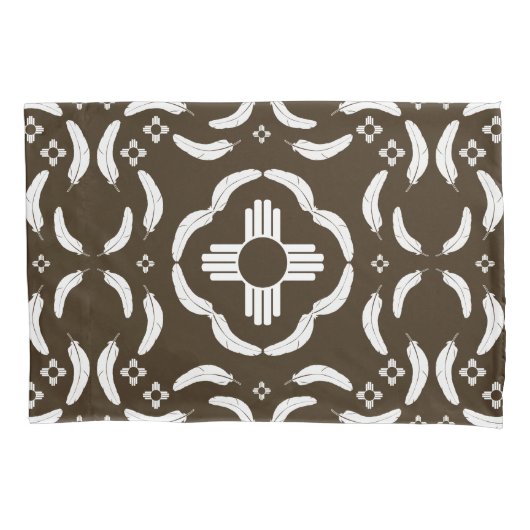 Zia Symbool en Veer Ontwerp Zuidwest Kussensloop (Voorkant-Links)