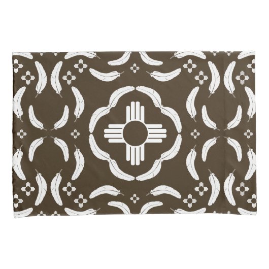 Zia Symbool en Veer Ontwerp Zuidwest Kussensloop (Voorkant-Rechts)