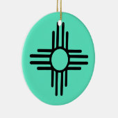 Zia Symbool Voeg kerstboom toe Turquoise Holiday Keramisch Ornament (Rechts)