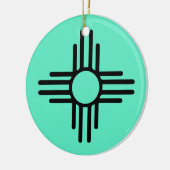 Zia Symbool Voeg kerstboom toe Turquoise Holiday Keramisch Ornament (Links)