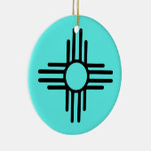 Zia Symbool Voeg kerstboom toe Turquoise Holiday Keramisch Ornament (Rechts)