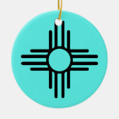 Zia Symbool Voeg kerstboom toe Turquoise Holiday Keramisch Ornament (Voorkant)