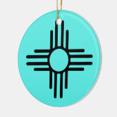 Zia Symbool Voeg kerstboom toe Turquoise Holiday Keramisch Ornament (Links)